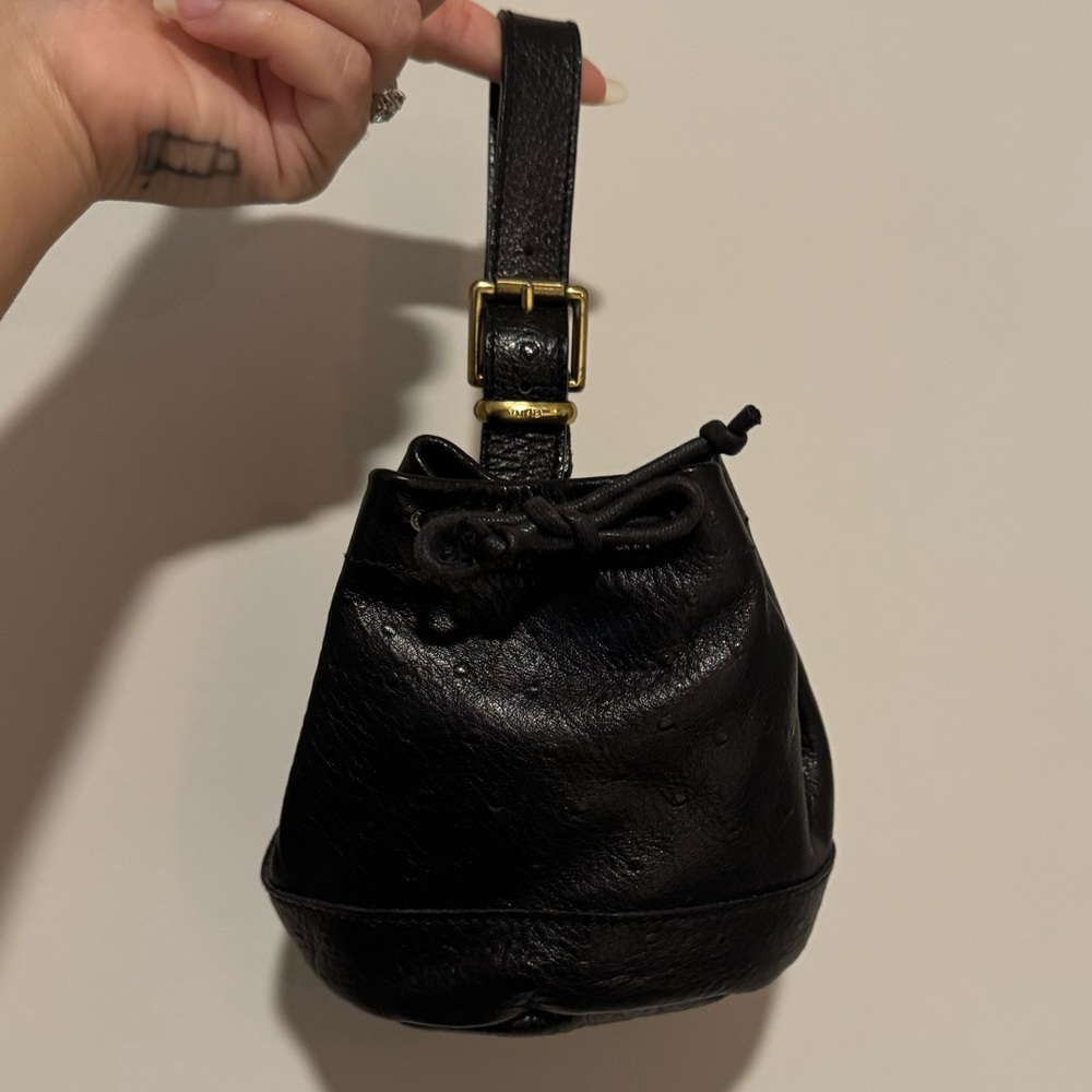 FURLA Black Leather Micro Bucket Bag